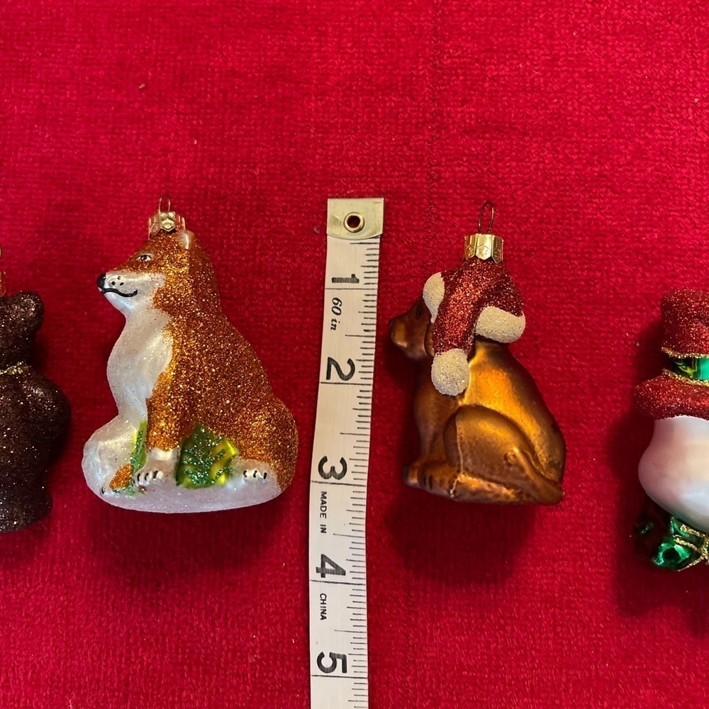 Impuls Blown Glass Hand Painted Ornaments Lot Of 4 Teddy Bear, Snowman, Fox, Lab - Picture 4 of 6